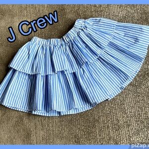 J Crew Blue Striped Girls Tiered Skirt ~ Sz 2-3 T